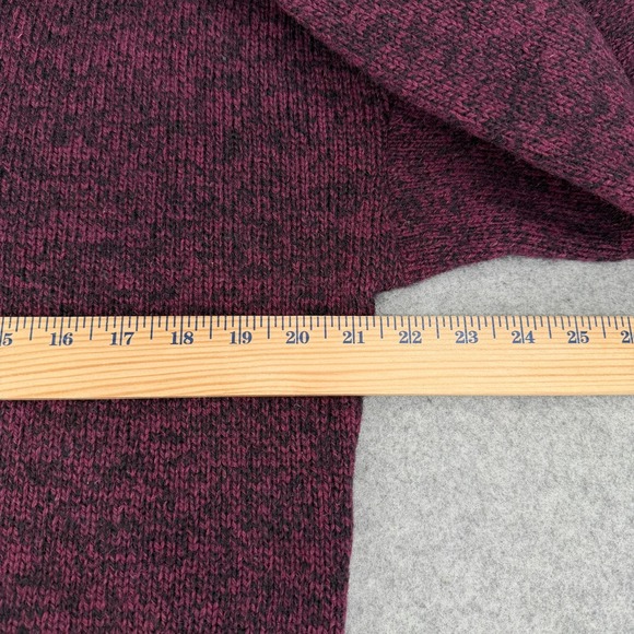 Vintage Eddie Bauer Sweater Mens Medium Maroon Wool Blend Shawl Cowl Collar USA - Picture 6 of 8